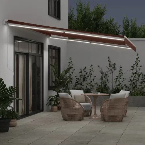  barna kézzel kihúzható LED-es napellenző 450 x 350 cm