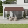  barna kézzel kihúzható LED-es napellenző 500 x 350 cm