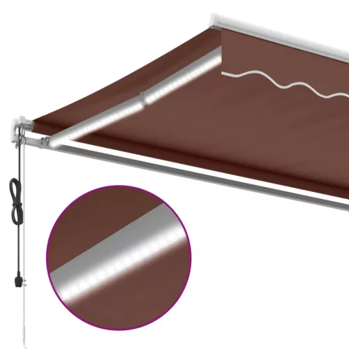  barna automata kihúzható LED-es napellenző 500x350 cm