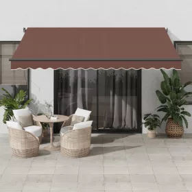 barna kézzel kihúzható LED-es napellenző 400 x 350 cm