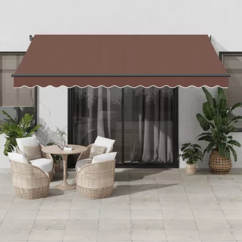  barna kézzel kihúzható LED-es napellenző 400 x 350 cm