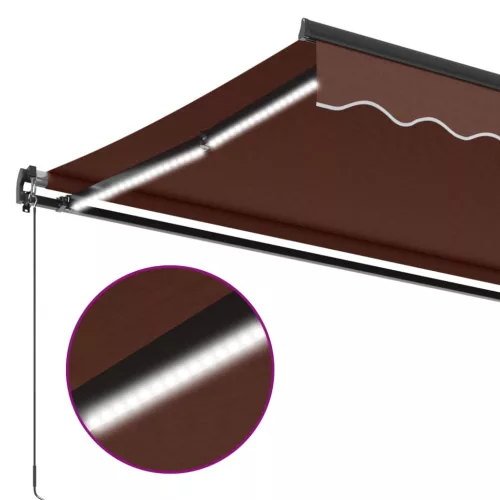 barna kézzel kihúzható LED-es napellenző 450 x 350 cm
