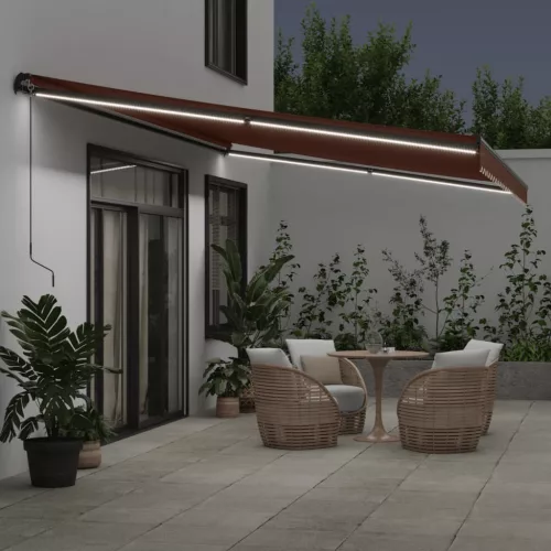  barna kézzel kihúzható LED-es napellenző 500 x 350 cm