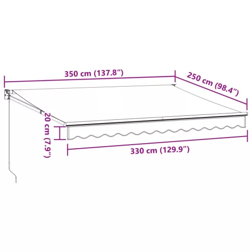  barna kézzel kihúzható napellenző 350 x 250 cm