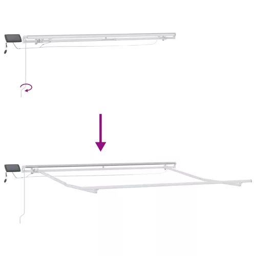  antracitszürke-fehér LED-es kézi napellenző 300 x 250 cm