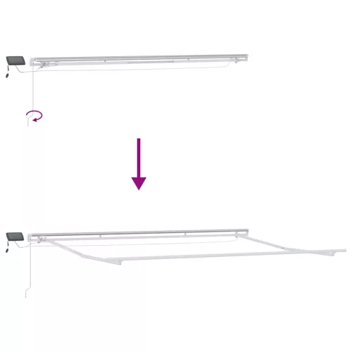  antracitszürke-fehér LED-es kézi napellenző 400 x 300 cm