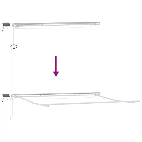  antracitszürke-fehér LED-es kézi napellenző 450 x 300 cm