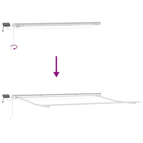  antracitszürke-fehér LED-es kézi napellenző 500 x 300 cm