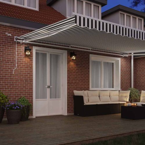  antracitszürke-fehér LED-es automata napellenző 500 x 300 cm