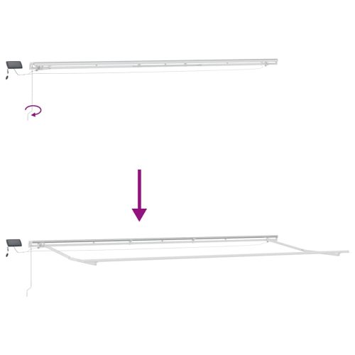  antracitszürke-fehér LED-es kézi napellenző 600 x 300 cm