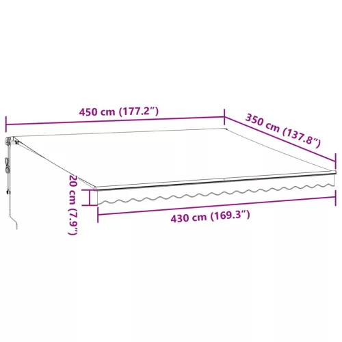  antracitszürke-fehér automata kihúzható napellenző 400 x 350 cm