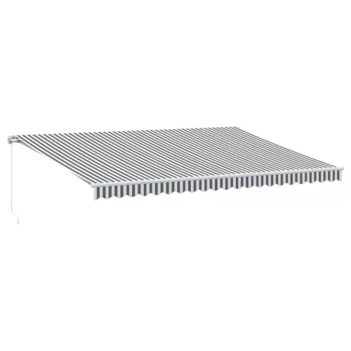  antracitszürke-fehér LED-es kézi napellenző 500 x 350 cm