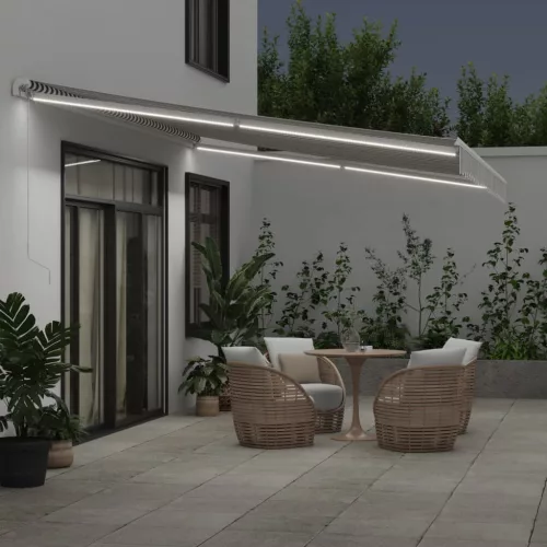  antracitszürke-fehér LED-es kézi napellenző 500 x 350 cm