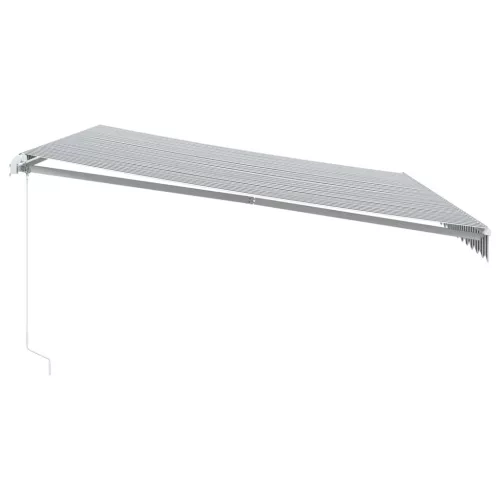  antracitszürke-fehér LED-es kézi napellenző 500 x 350 cm