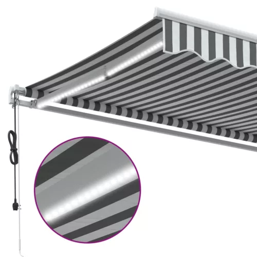  antracitszürke-fehér LED-es automata napellenző 500 x 350 cm