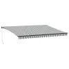  antracitszürke-fehér LED-es kézi napellenző 500 x 350 cm
