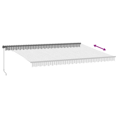  antracitszürke-fehér LED-es kézi napellenző 500 x 350 cm