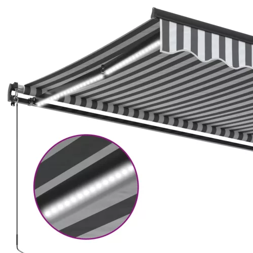  antracitszürke-fehér LED-es kézi napellenző 500 x 350 cm