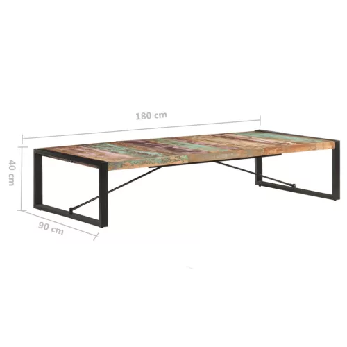 tömör újrahasznosított fa dohányzóasztal 180 x 90 x 40 cm