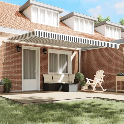  antracitszürke-fehér kézzel kihúzható napellenző 450 x 300 cm