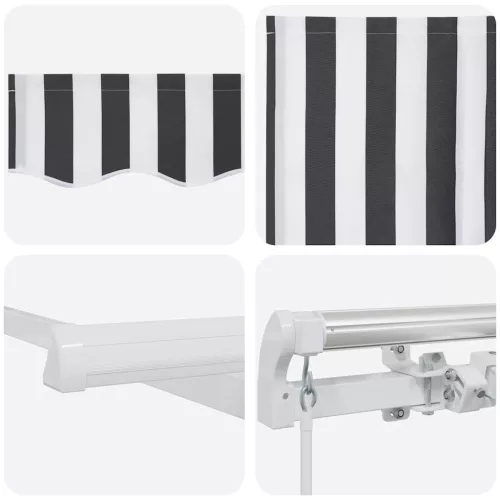  antracitszürke-fehér kézzel kihúzható napellenző 450 x 300 cm