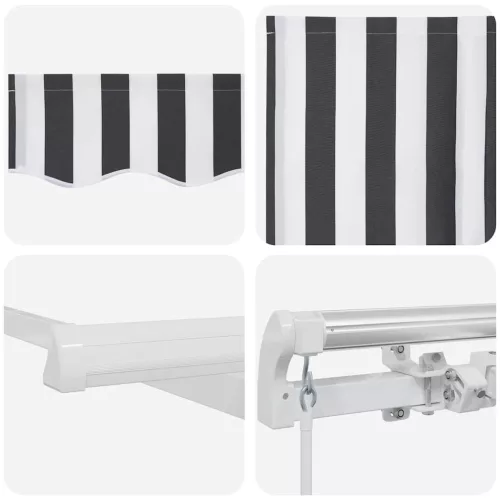  antracitszürke-fehér kézzel kihúzható napellenző 400 x 300 cm