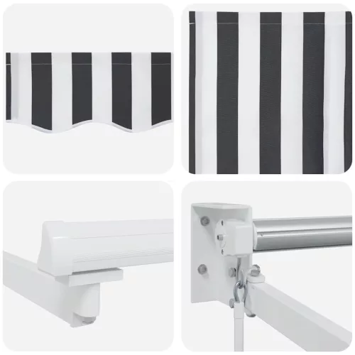  antracit és fehér szövet és alumínium behúzható napellenző 4x3m