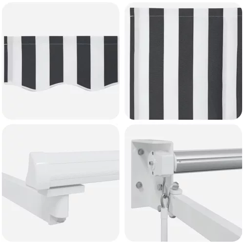  antracit/fehér szövet és alumínium behúzható napellenző 4,5x3 m