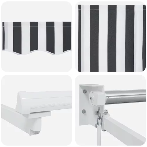  antracit és fehér szövet és alumínium behúzható napellenző 5x3m