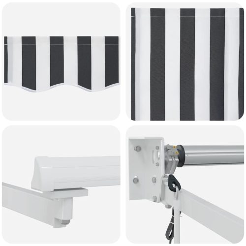  antracit és fehér szövet és alumínium behúzható napellenző 5x3m