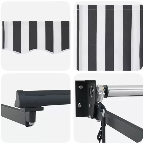  antracit-fehér szövet-alumínium behúzható napellenző 3 x 2,5 m