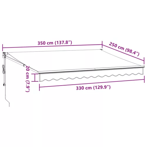  antracit/fehér szövet/alumínium behúzható napellenző 3,5x2,5m