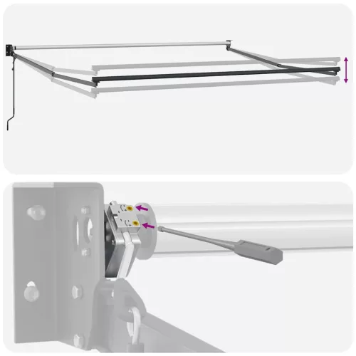  antracit és fehér szövet és alumínium behúzható napellenző 4x3m