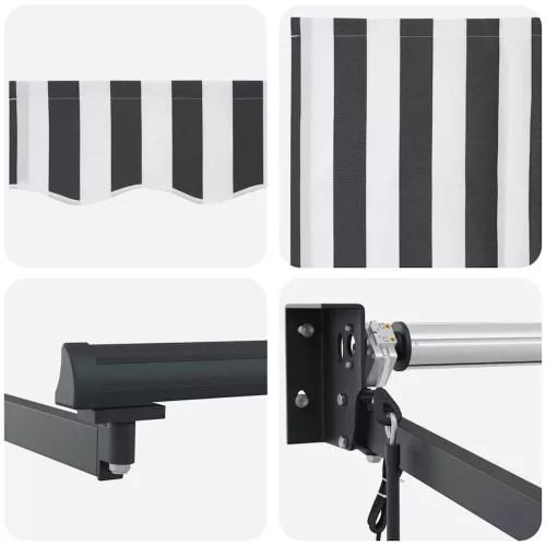  antracit és fehér szövet és alumínium behúzható napellenző 4x3m