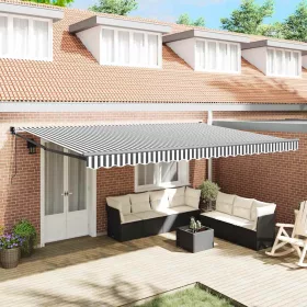    antracit és fehér szövet és alumínium behúzható napellenző 5x3m