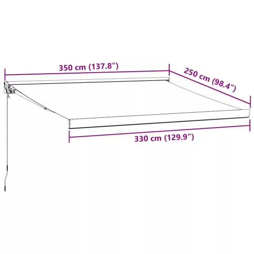  antracit/fehér szövet/alumínium behúzható napellenző 3,5x2,5m