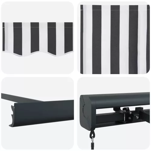  antracit-fehér szövet-alumínium behúzható napellenző 3 x 2,5 m