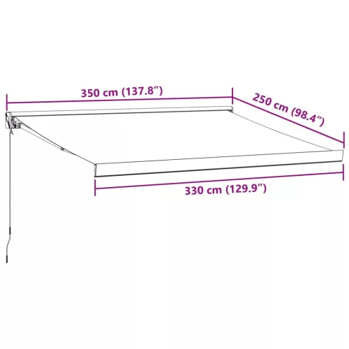  antracit/fehér szövet/alumínium behúzható napellenző 3,5x2,5m