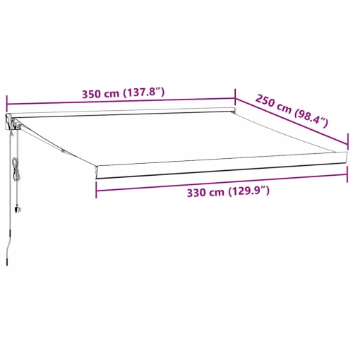  antracit/fehér szövet/alumínium behúzható napellenző 3,5x2,5m