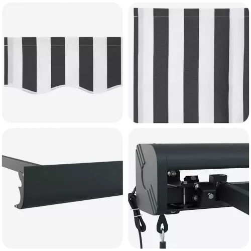  antracit-fehér szövet-alumínium behúzható napellenző 3 x 2,5 m