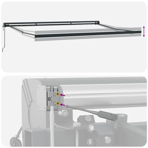  antracit és fehér szövet és alumínium behúzható napellenző 4x3m