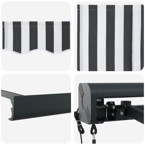  antracit és fehér szövet és alumínium behúzható napellenző 4x3m