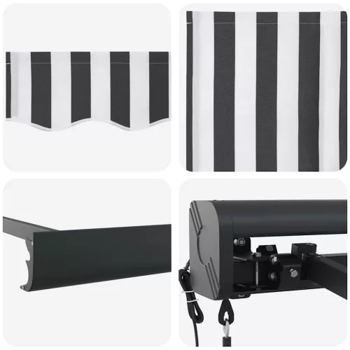  antracit/fehér szövet és alumínium behúzható napellenző 4,5x3 m