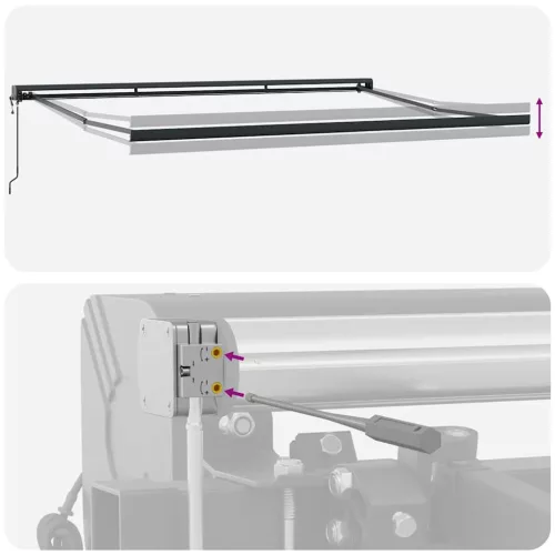  antracit és fehér szövet és alumínium behúzható napellenző 5x3m