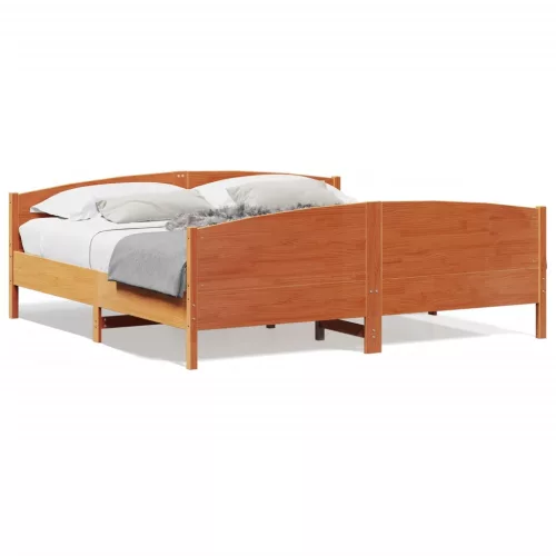  viaszbarna tömör fenyőfa ágy matrac nélkül 200 x 200 cm
