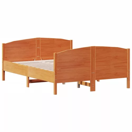  viaszbarna tömör fenyőfa ágy matrac nélkül 120 x 200 cm