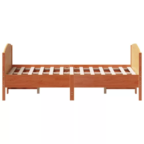  viaszbarna tömör fenyőfa ágy matrac nélkül 120 x 200 cm