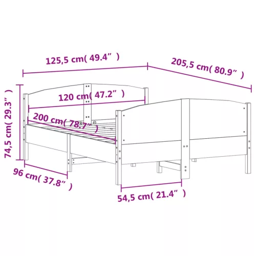  viaszbarna tömör fenyőfa ágy matrac nélkül 120 x 200 cm
