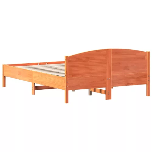  viaszbarna tömör fenyőfa ágy matrac nélkül 150 x 200 cm