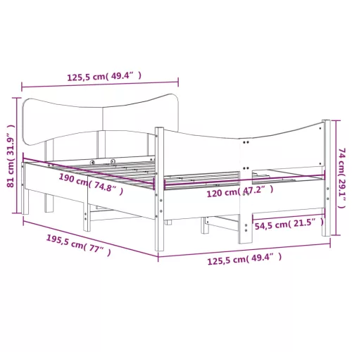  viaszbarna tömör fenyőfa ágy matrac nélkül 120 x 190 cm